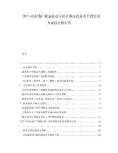 2025商業(yè)地產(chǎn)業(yè)態(tài)演進(jìn)與租賃市場收益水平投資潛力規(guī)劃分析報告