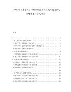 2025中国电子商务海外市场深度调研及跨境电商与全球化布局研究报告