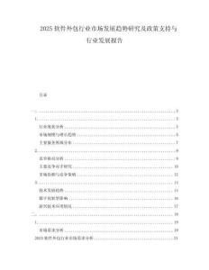 2025软件外包行业市场发展趋势研究及政策支持与行业发展报告