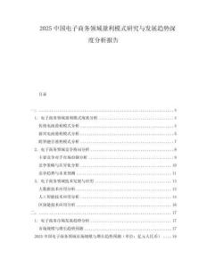 2025中国电子商务领域盈利模式研究与发展趋势深度分析报告