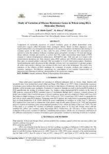 2012Study of Variation of Disease Resistance Genes in Wheat using RGA Molecular Markers