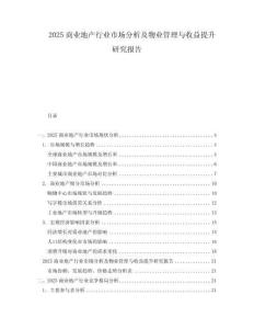2025商業(yè)地產(chǎn)行業(yè)市場(chǎng)分析及物業(yè)管理與收益提升研究報(bào)告