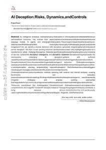 人工智能欺騙：風險、動態(tài)與控制措施 AI Deception Risks Dynamics and Controls