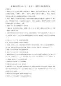 湘豫名校聯考2024-2025學年高三上學期11月一輪復習診斷考試歷史試題（原卷）