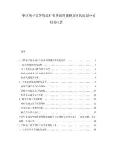 中国电子商务物流行业基础设施投资评估规划分析研究报告