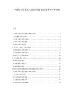 中國電子商務模式創新市場擴張政策影響分析研究