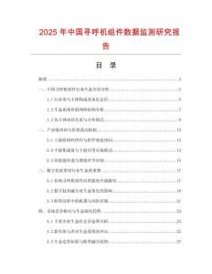 2025年中國尋呼機組件數(shù)據(jù)監(jiān)測研究報告