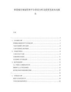 智慧城市規劃管理平臺供需分析及投資發展布局報告