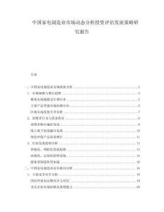 中國家電制造業市場動態分析投資評估發展策略研究報告
