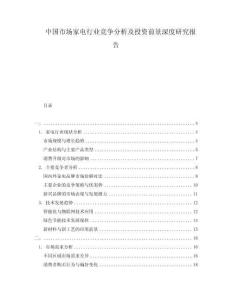 中國(guó)市場(chǎng)家電行業(yè)競(jìng)爭(zhēng)分析及投資前景深度研究報(bào)告