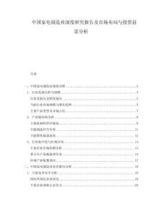 中國家電制造業深度研究報告及市場布局與投資前景分析