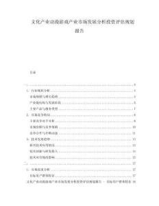 文化產業動漫游戲產業市場發展分析投資評估規劃報告