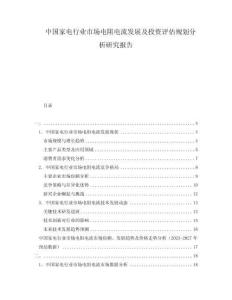 中國家電行業市場電阻電流發展及投資評估規劃分析研究報告