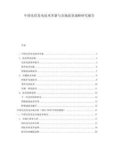 中國(guó)光伏發(fā)電技術(shù)革新與市場(chǎng)前景戰(zhàn)略研究報(bào)告