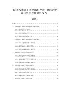 2025及未來5年電腦燈光換色器控制臺項目投資價值分析報告