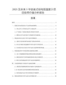 2025及未來5年鎧裝式鉑電阻溫度計項目投資價值分析報告