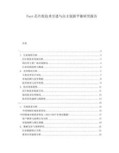 Fast芯片组技术引进与自主创新平衡研究报告