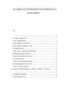 電力能源行業(yè)市場(chǎng)洞察深度研究清潔能源發(fā)展方向與投資規(guī)劃報(bào)告