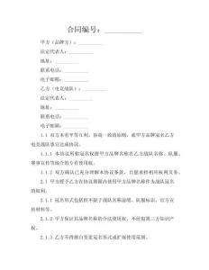 电竞战队冠名协议（品牌版）