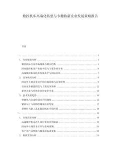 數(shù)控機(jī)床高端化轉(zhuǎn)型與專精特新企業(yè)發(fā)展策略報(bào)告