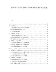 光刻膠化學(xué)品行業(yè)中小企業(yè)專精特新發(fā)展模式探索