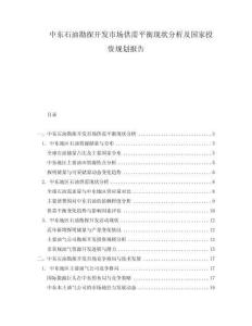 中东石油勘探开发市场供需平衡现状分析及国家投资规划报告