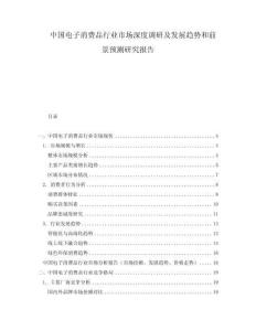 中国电子消费品行业市场深度调研及发展趋势和前景预测研究报告