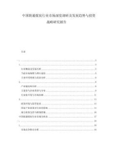 中国联通煤炭行业市场深度调研及发展趋势与投资战略研究报告