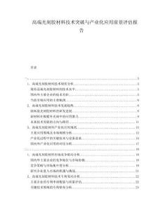 高端光刻胶材料技术突破与产业化应用前景评估报告