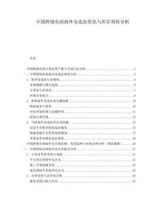 中国跨境电商海外仓选址优化与库存周转分析