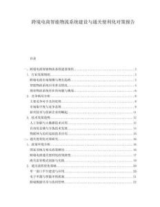 跨境电商智能物流系统建设与通关便利化对策报告