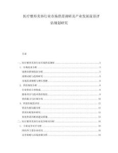 醫療整形美容行業市場供需調研及產業發展前景評估規劃研究