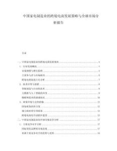 中國(guó)家電制造業(yè)的跨境電商發(fā)展策略與全球市場(chǎng)分析報(bào)告
