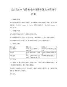 過去現(xiàn)在時與將來時的語法差異及應用技巧教案