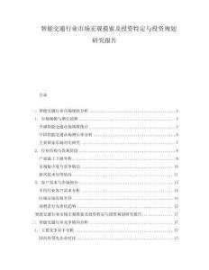 智能交通行業(yè)市場宏觀摸索及投資特定與投資規(guī)劃研究報告
