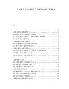 跨境電商物流體系優化與投資回報分析報告