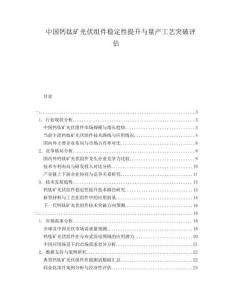 中國鈣鈦礦光伏組件穩定性提升與量產工藝突破評估