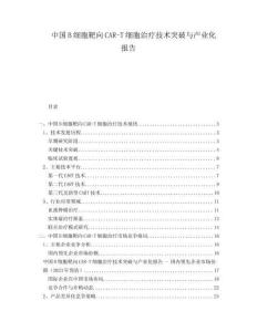 中國B細胞靶向CAR-T細胞治療技術突破與產業化報告