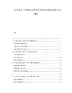 水利建设行业水库大坝市场竞争技术发展投资评估报告