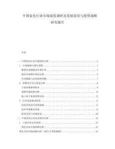 中國家電行業(yè)市場深度調(diào)研及發(fā)展前景與投資戰(zhàn)略研究報告