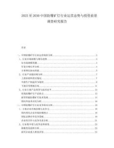 2025至2030中國防爆礦燈行業運營態勢與投資前景調查研究報告