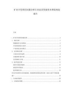 礦業開發利用問題分析行業前景資源資本增值規劃報告