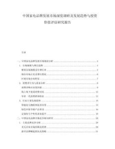 中国家电品牌发展市场深度调研及发展趋势与投资价值评估研究报告