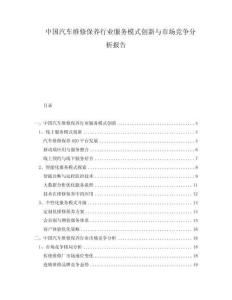 中国汽车维修保养行业服务模式创新与市场竞争分析报告