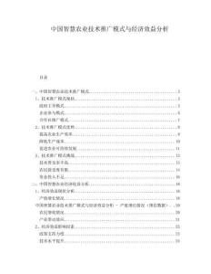 中國智慧農(nóng)業(yè)技術(shù)推廣模式與經(jīng)濟(jì)效益分析