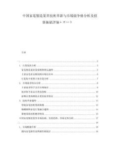 中国家電製造業界技術革新与市場競争格分析及投資価値評価レポート
