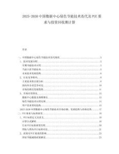 2025-2030中國(guó)數(shù)據(jù)中心綠色節(jié)能技術(shù)迭代及PUE要求與投資回收期計(jì)算