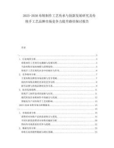 2025-2030布鞋制作工艺传承与创新发展研究及传统手工艺品牌市场竞争力提升路径探讨报告