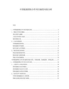 中国能源国际合作项目融资风险分析