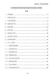 化學(xué)高端化學(xué)品項目經(jīng)濟效益和社會效益分析報告